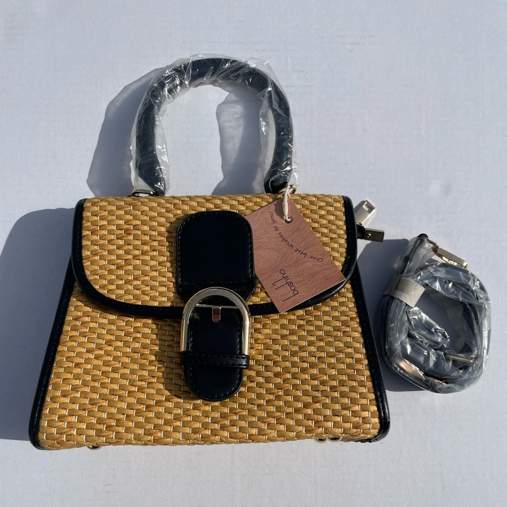 Boshiho Retro Straw Woven Crossbody Bag NWT - Picture 4 of 6